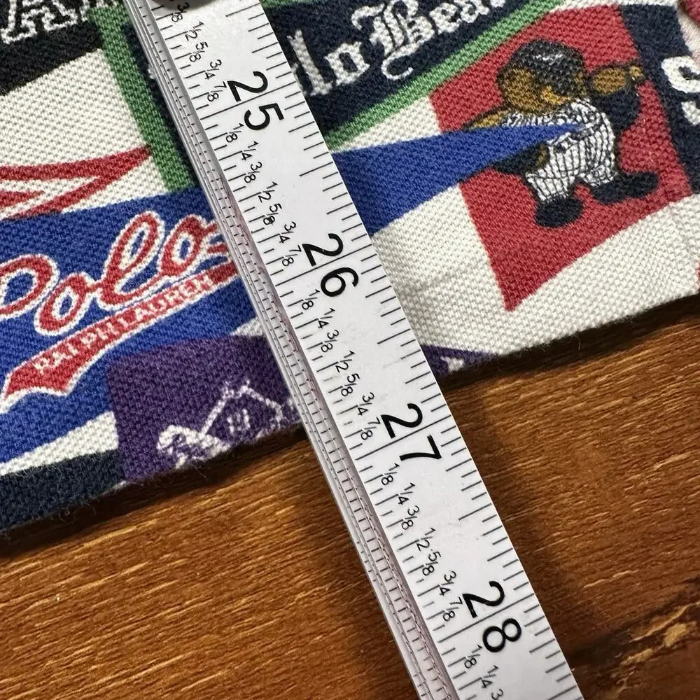 Ralph Lauren Pennant Flag Polo Shirt Mens M All Over Print AOP Baseball Bear
